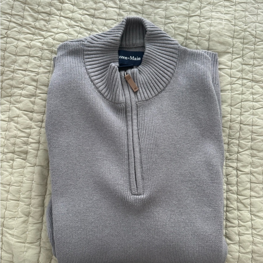 Mizzen+Main Light Gray Ribbed Pullover